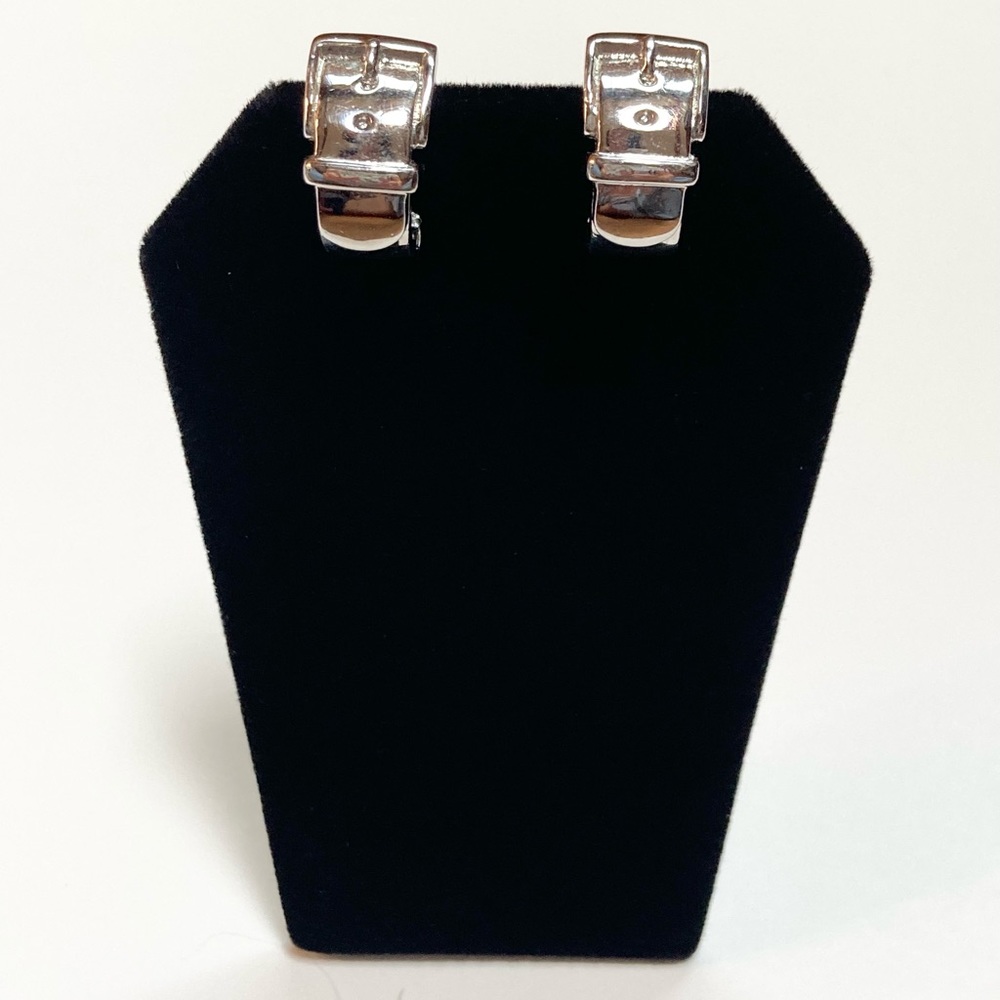 Vintage Ralph Lauren, Lauren Buckle Clip Earrings Silver Tone